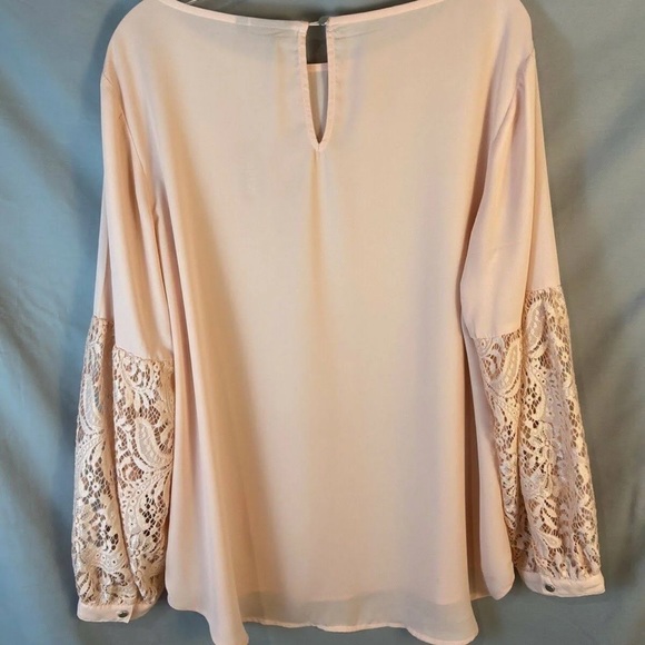 Apt 9: 2 Poet Blouse Bundle w/Lace sleeves - (1) Pink & (1) Cream Sz: LG (NWT) - Picture 3 of 8